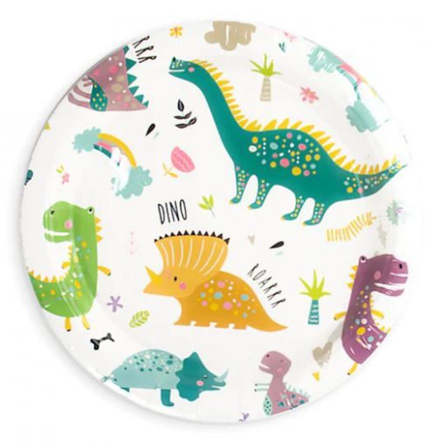 Dinosaurukset pahvilautaset pyöreät 17,7 cm, 6 kpl