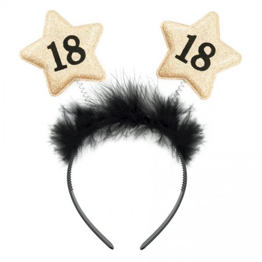 Hiuspanta "18" musta kullanvärisillä tähdillä