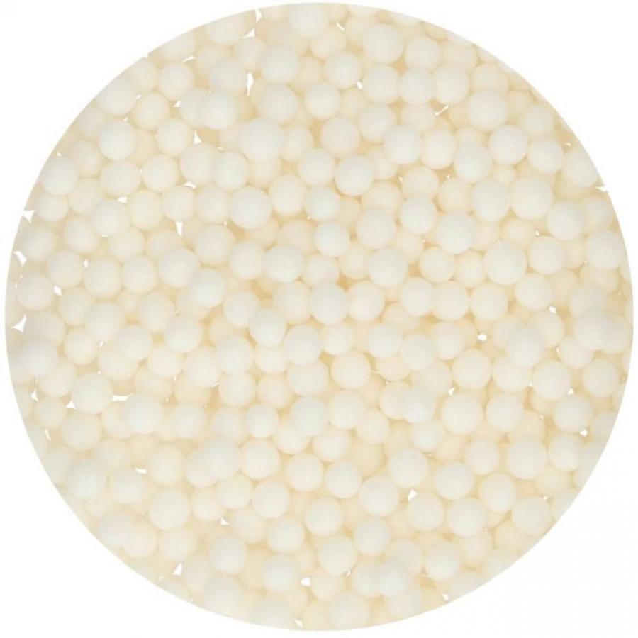 Pehmeät sokerihelmet keskikoko valkoinen 60g - FunCakes