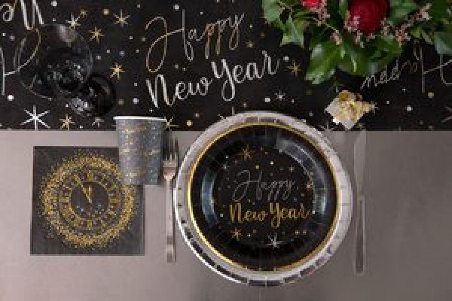 Happy New Year pahvilautanen 22,5 cm, 10 kpl