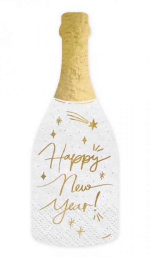 Happy New Year shampanjapullonmuotoiset lautasliinat, 20 kpl