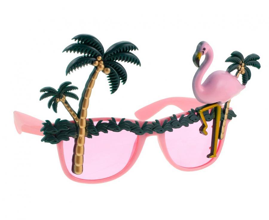 Flamingo ja palmupuut hupi-silmälasit