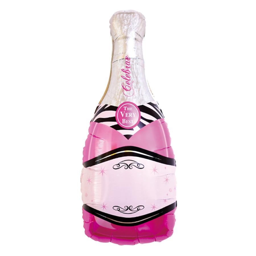 Foliopallo pinkki shampanjapullo