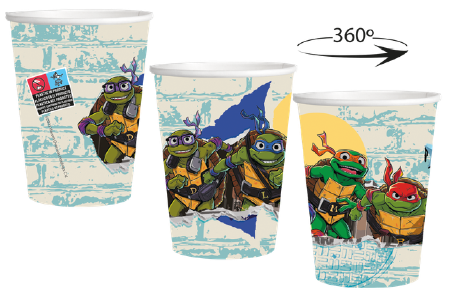 Ninja Turtles Teini-ikäiset mutanttininjakilpikonnat pahvimukit, 8 kpl