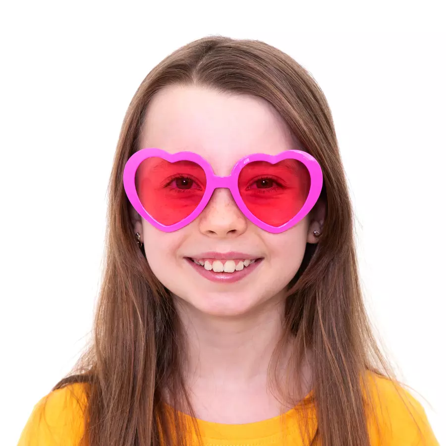 Vaaleanpunaiset sydän hupi-silmälasit