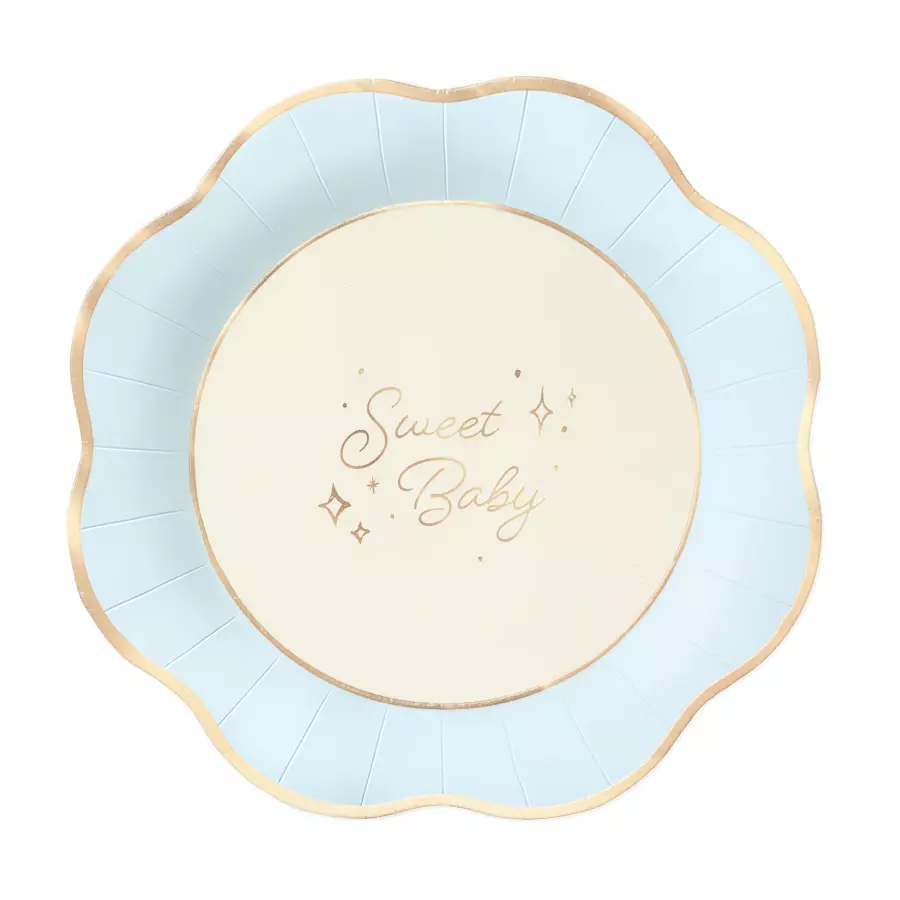 Pahvilautanen Sweet baby vaaleansininen 20 cm, 6 kpl