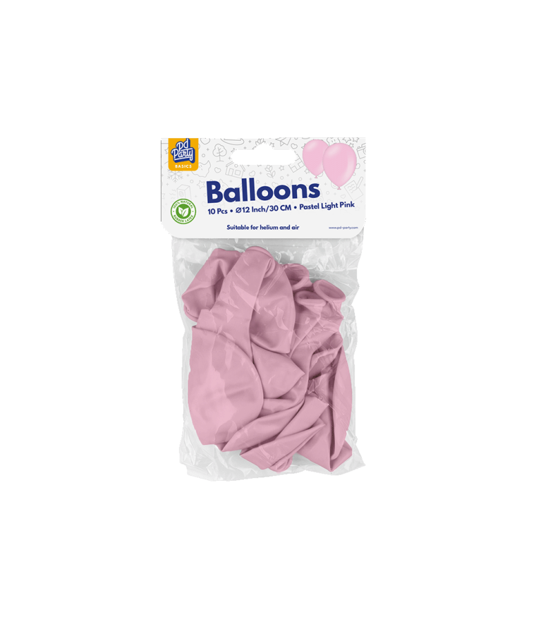 Ilmapallot 10 kpl, Pastellivaaleanpunainen