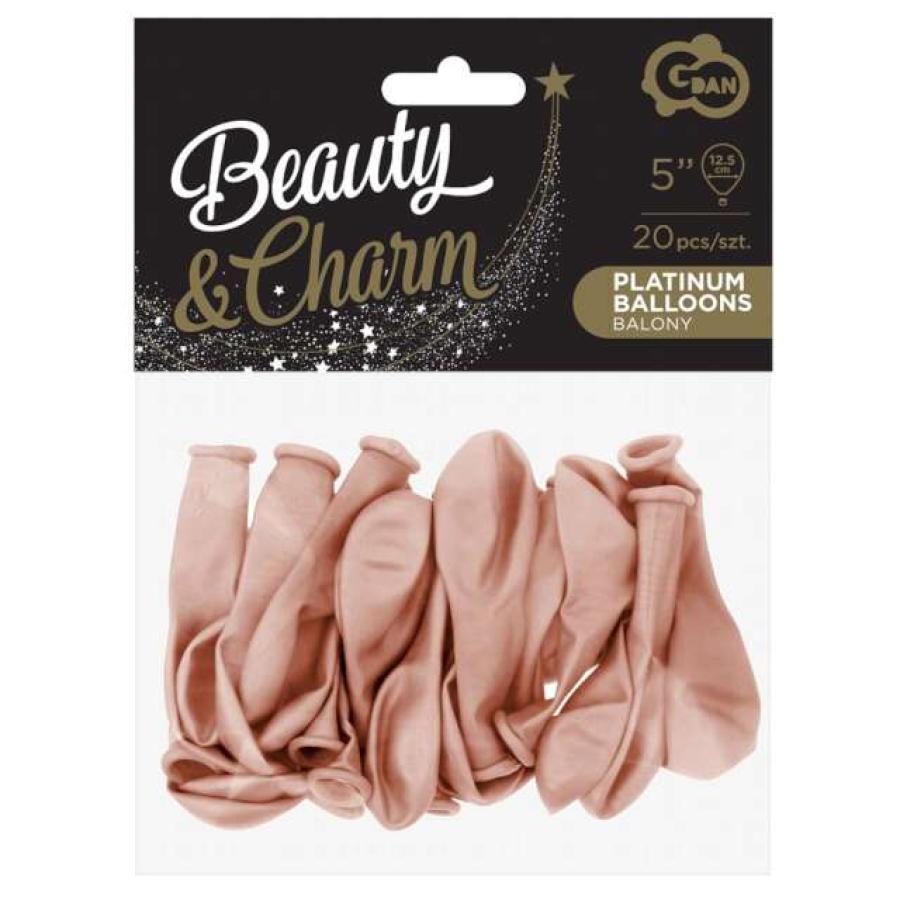 Mini-ilmapallot metallinhohtoiset 20 kpl, Metalliruusukulta 13 cm