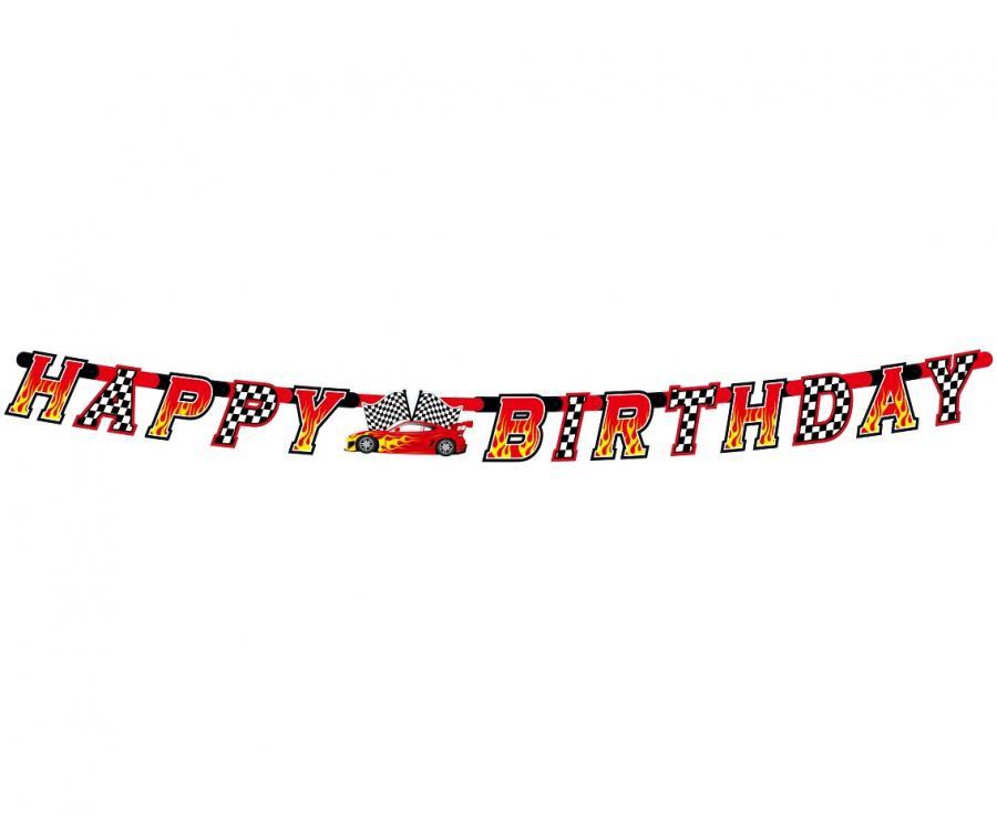 Kilpa-ajo / Autot Happy birthday banneri 220 cm