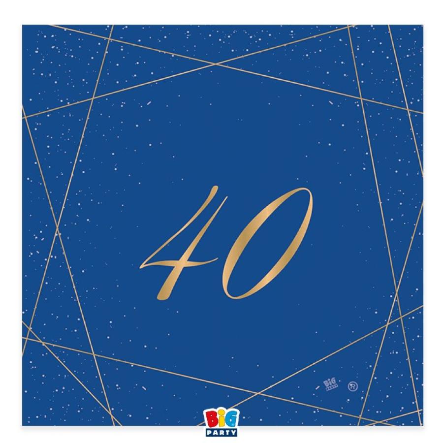Suuri lautasliina sininen numerolla 40, 20 kpl