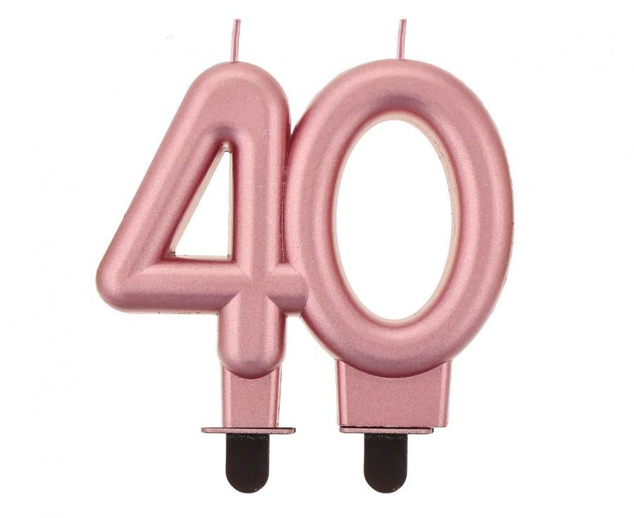 Kakkukynttilä "40" ruusukulta, 1 kpl