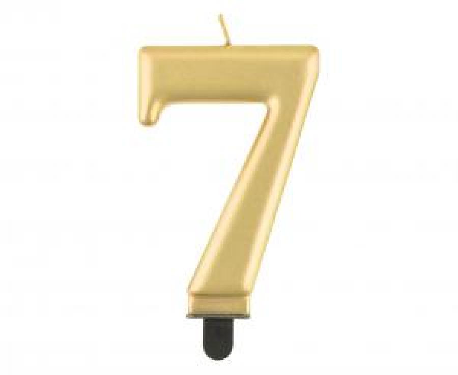 Kakkukynttilä "7" metallikulta, 1 kpl