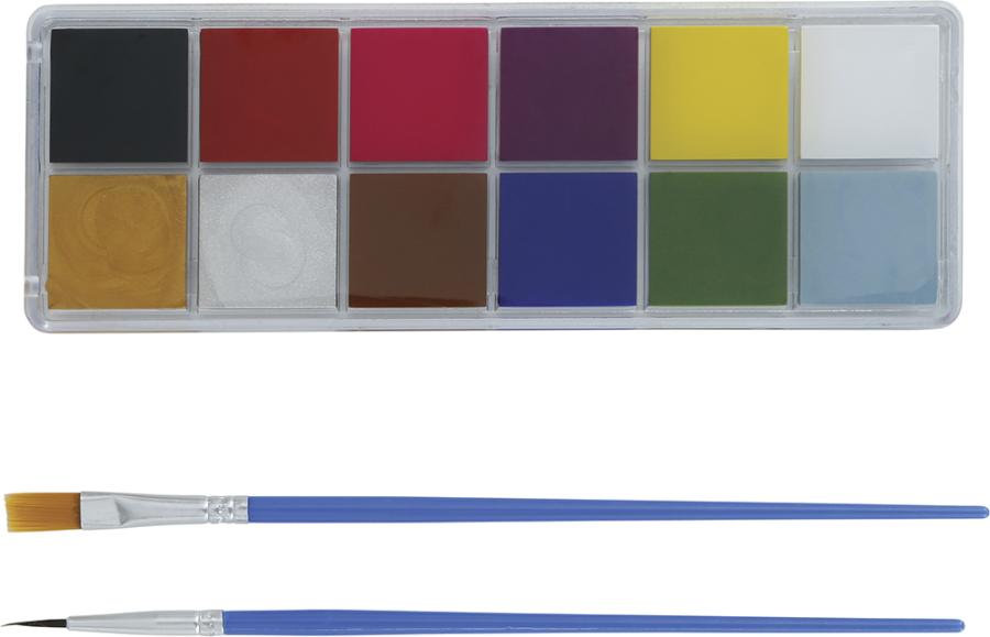 Kasvovärit 12 väriä ja 2 sivellintä