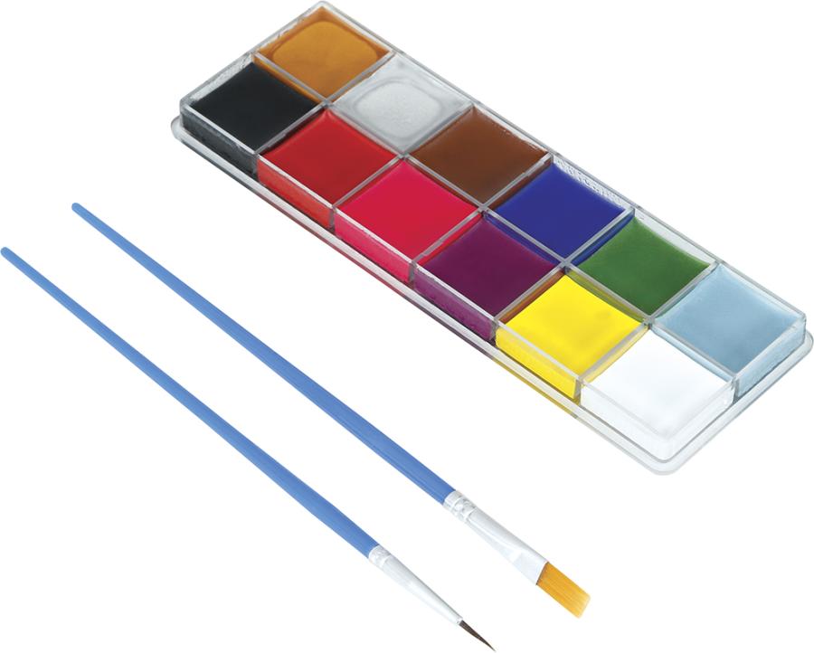 Kasvovärit 12 väriä ja 2 sivellintä