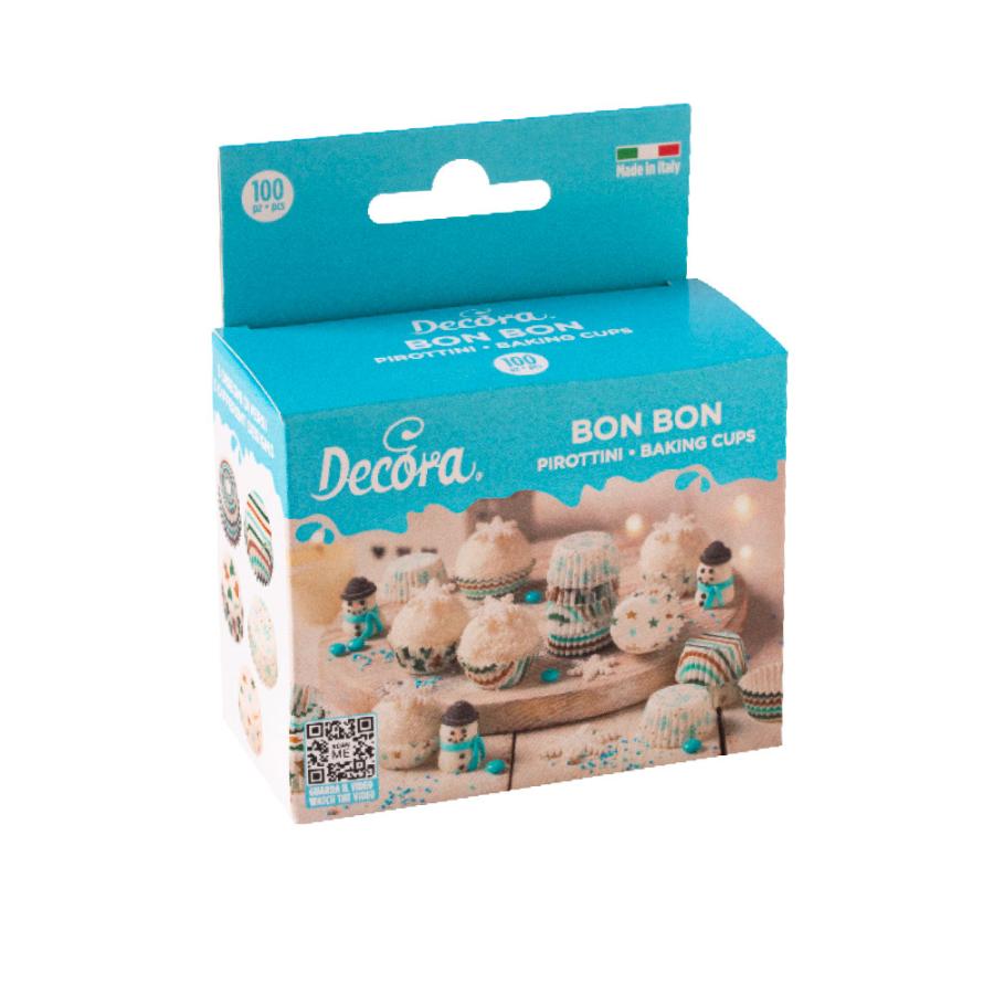 Minimuffinivuoat Joulu-unelma 5 erilaista (kulta-vihreä-turkoosi), 100 kpl - Decora