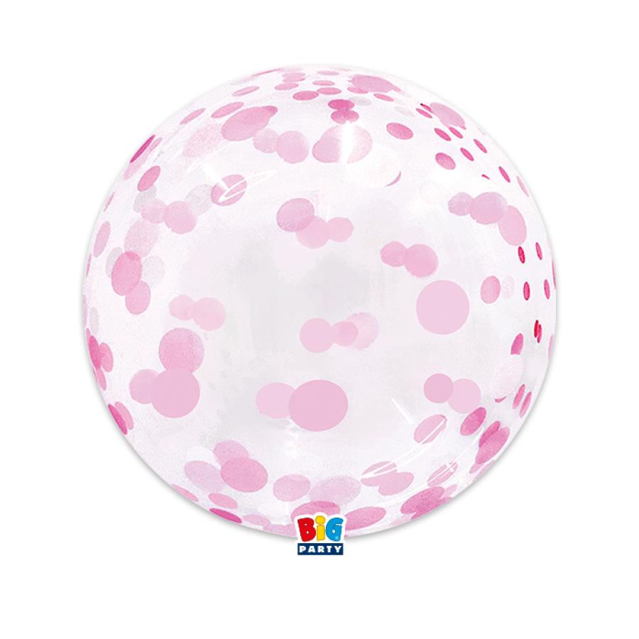 Bubble-ilmapallo konfetilla, vaaleanpunainen 45 cm (18")