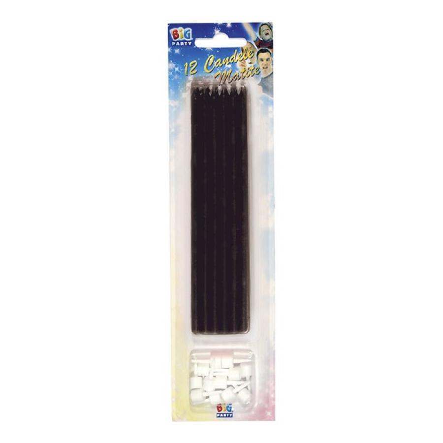Kakkukynttilät musta 15 cm, 12 kpl