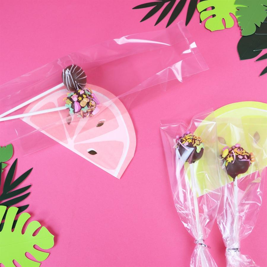Cake Pop -pussit hopeisilla sulkimilla 254 x 76mm mm, 25 kpl