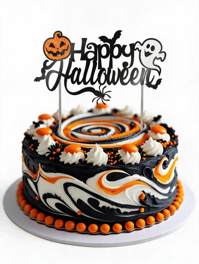 Happy Halloween kakkukoriste kummitus glitter 16 x 24 cm