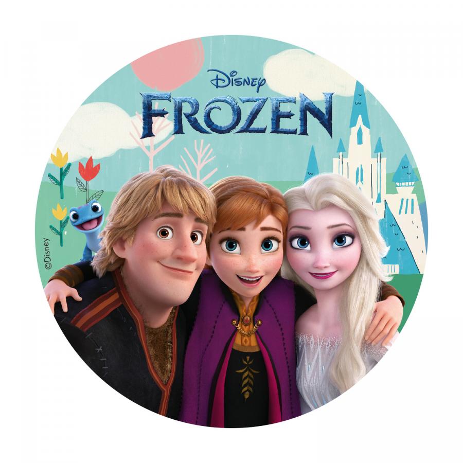 Syötävä kakkukuva Frozen Elsa, Anna ja Kristoff, 20 cm, sokeriton