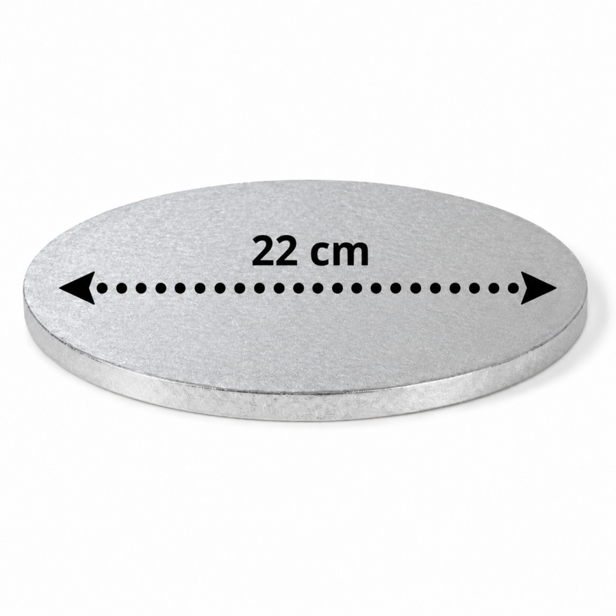 Kakkualusta, hopea pyöreä 22 cm (1,2 cm paksu)
