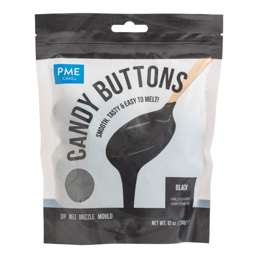 Candy Buttons -kuorrutenapit 340 g - PME, Musta