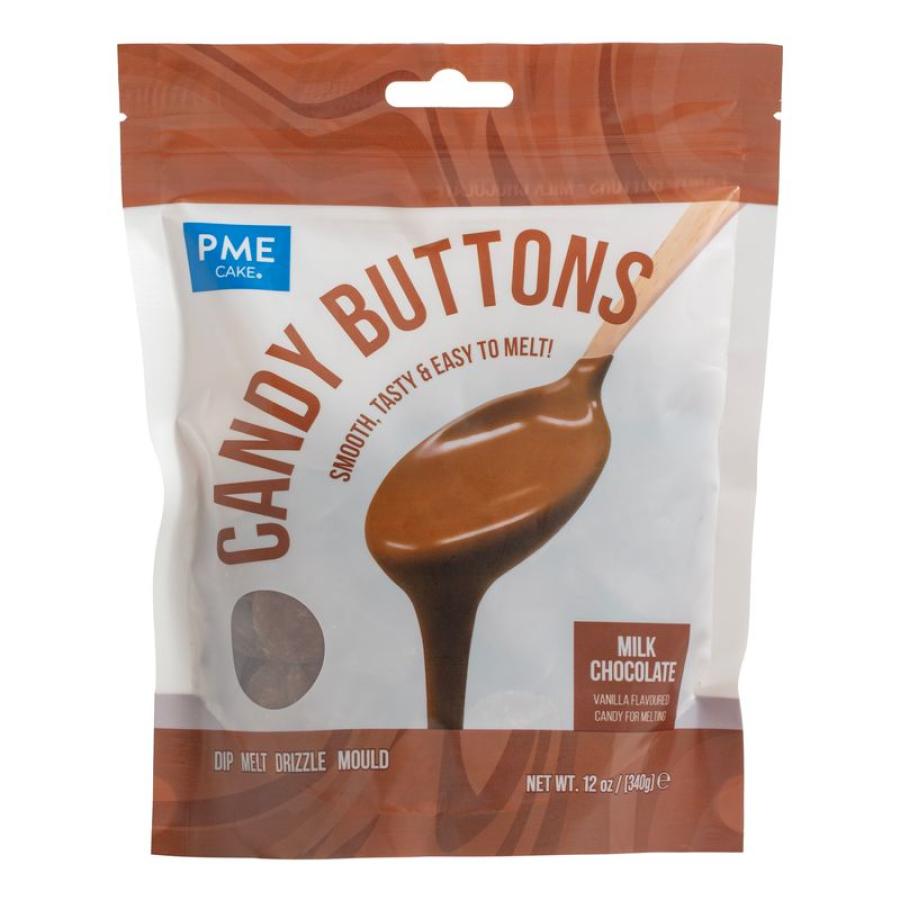 Candy Buttons -kuorrutenapit 340 g - PME, Ruskea