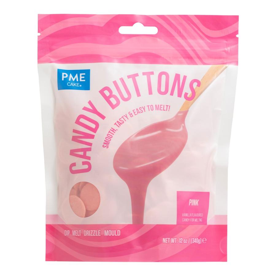 Candy Buttons -kuorrutenapit 340 g - PME, Pinkki