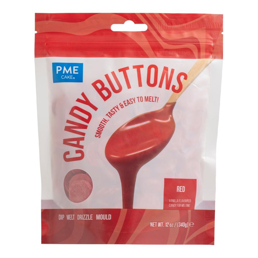 Candy Buttons punainen 340g suklaakuorrute