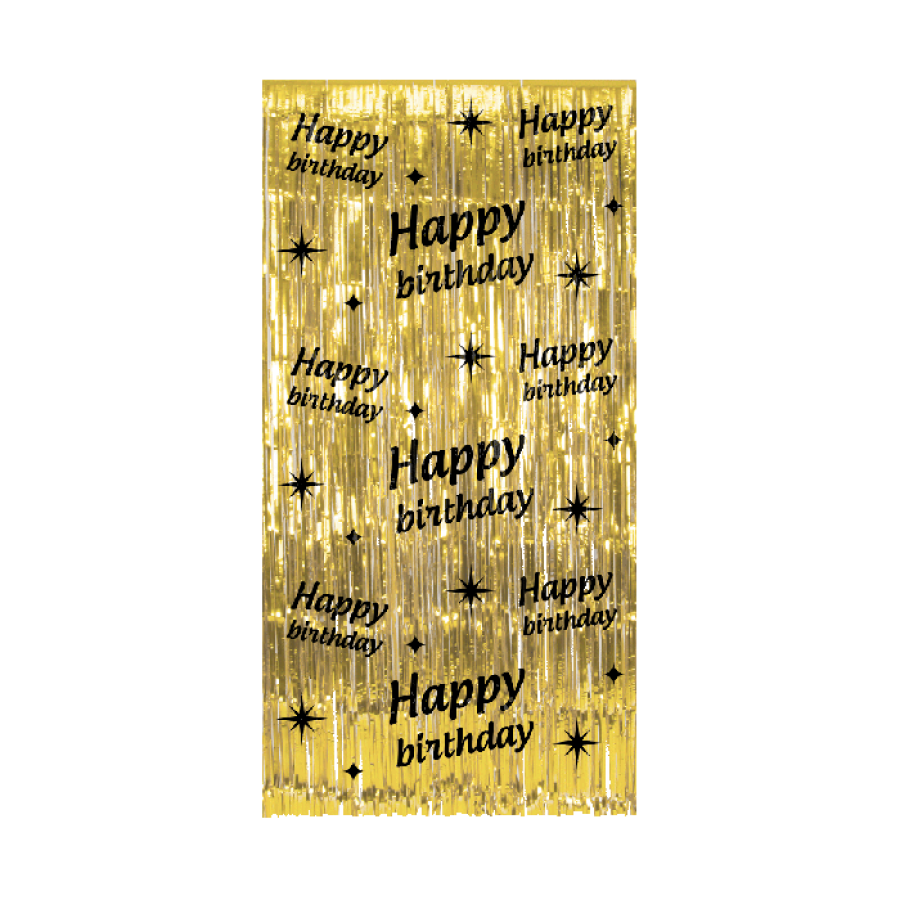 Oviverho / taustaverho "Happy birthday" kullanvärinen 200 x 100 cm