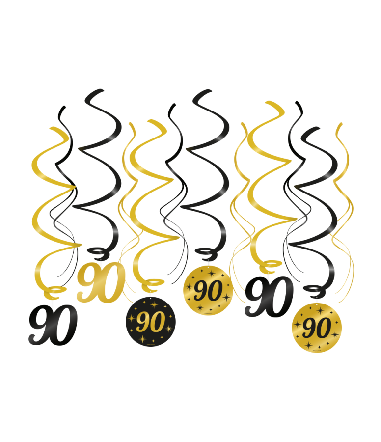Kierrekoriste "90" musta/kulta, roikkuva