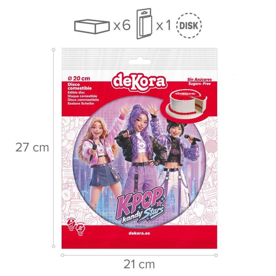 Syötävä kakkukuva K-Pop Kandy Stars, sokeriton, 20 cm