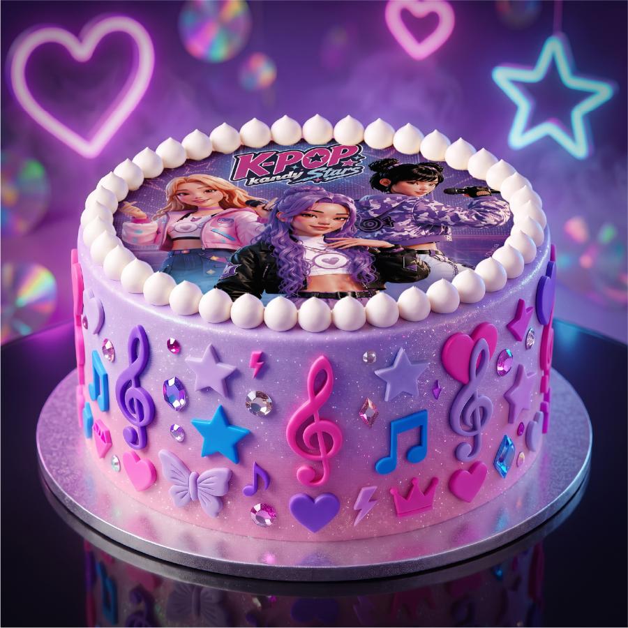 Syötävä kakkukuva K-Pop Kandy Stars, 20 cm