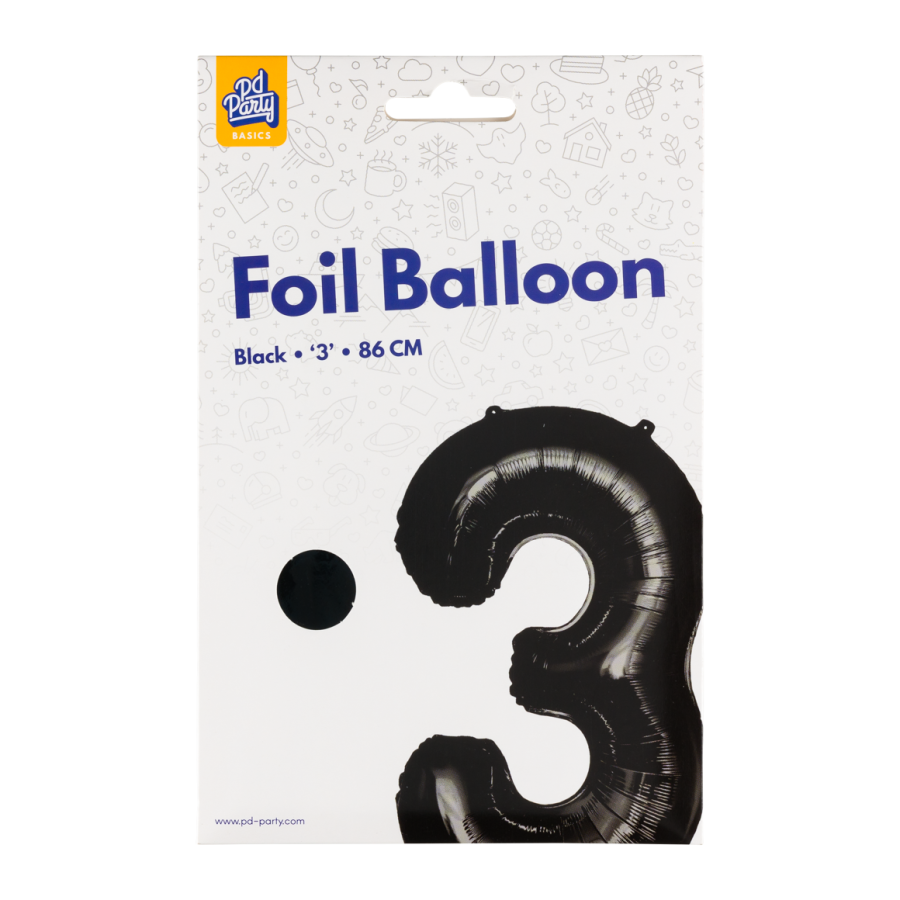 Foliopallo numero 3 musta, 86 cm
