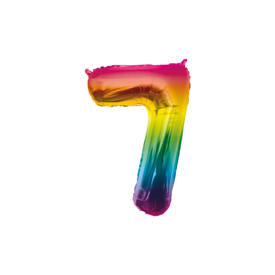 Foliopallo numero 7 sateenkaaren väreissä, 86 cm