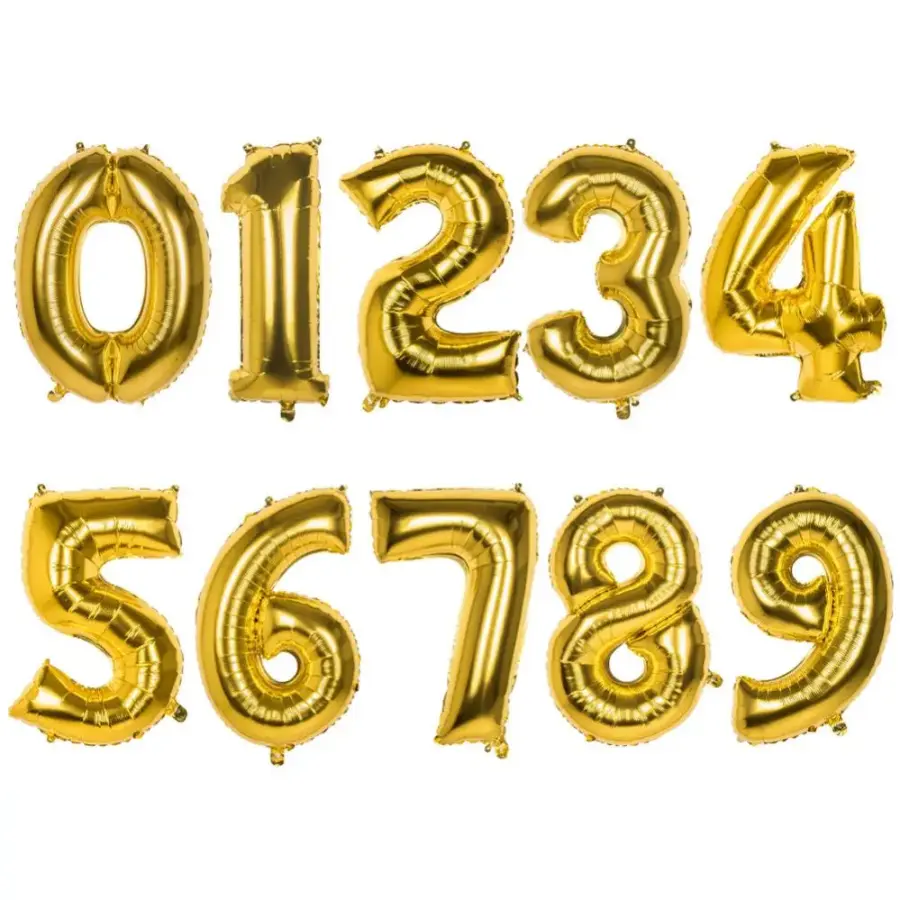 Foliopallo numero, kulta, 86 cm (numerot 0-9)