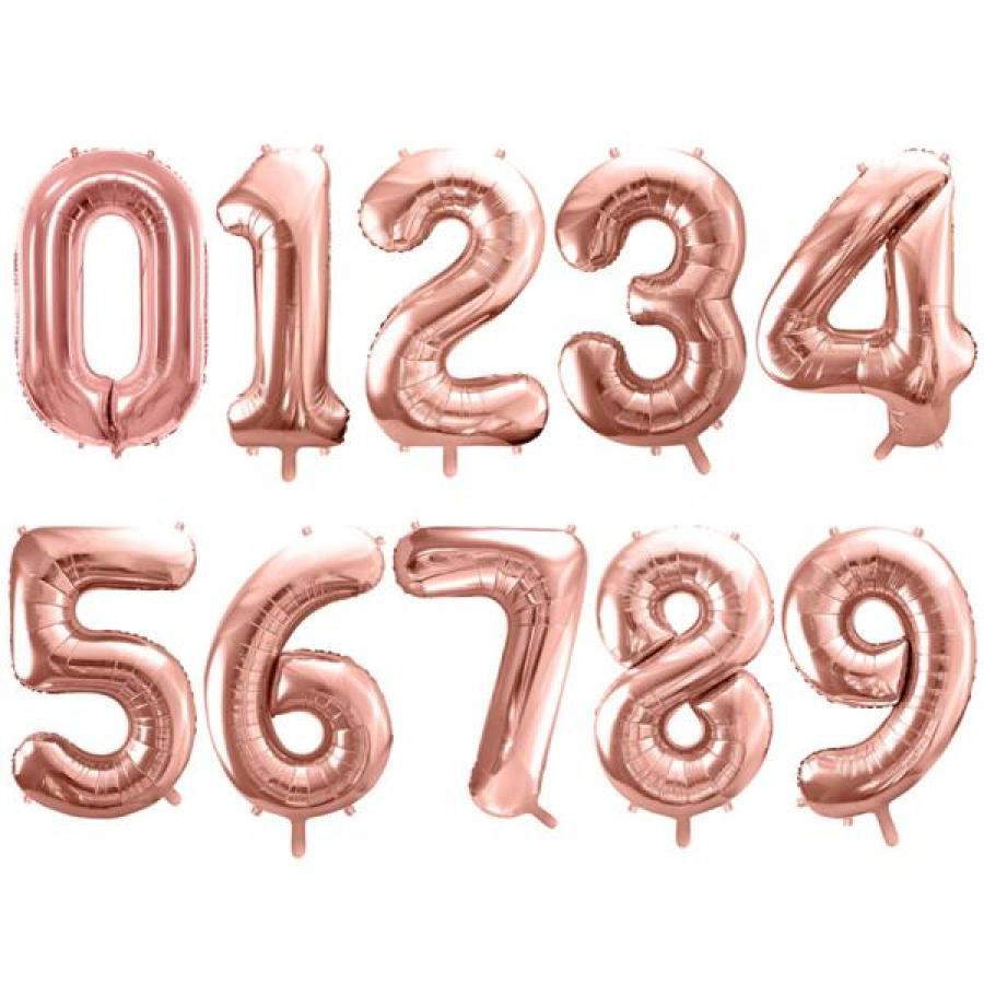 Foliopallo numero, ruusukulta, 86 cm (numerot 0-9)