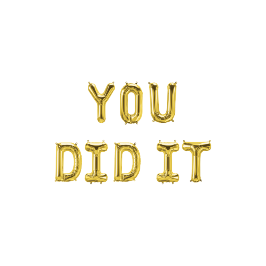Kullanvärinen "You did it" foliopallobanneri