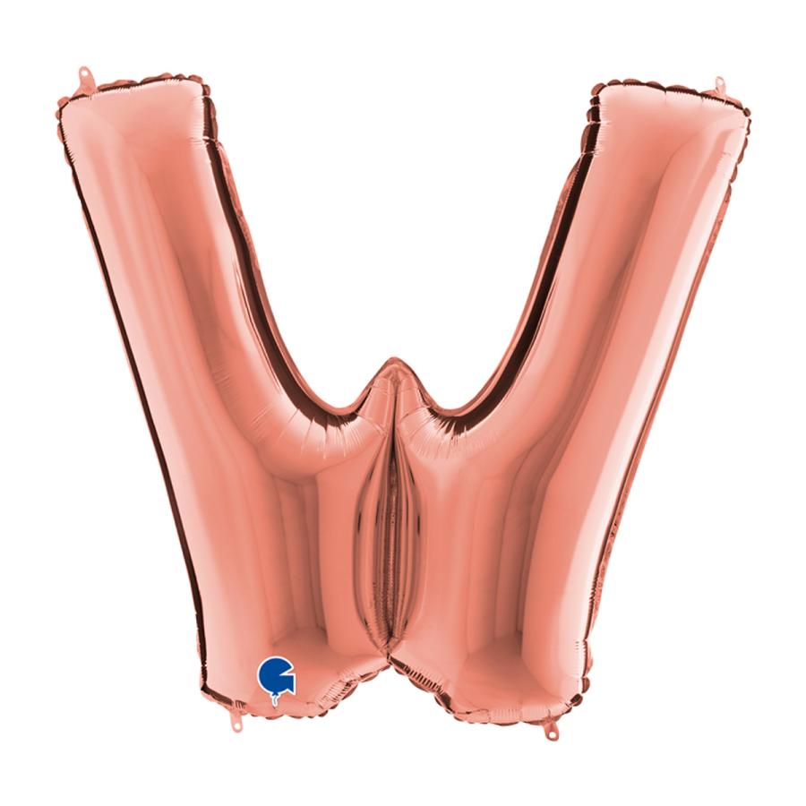 Suuri foliopallo W kirjain ruusukulta (100 cm)