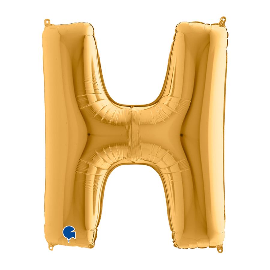 Suuri foliopallo H kirjain kulta (100 cm)