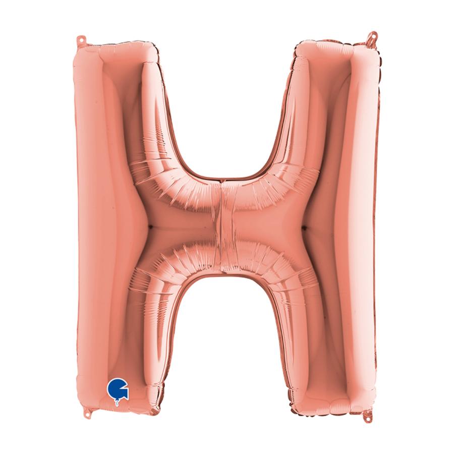 Suuri foliopallo H kirjain ruusukulta (100 cm)