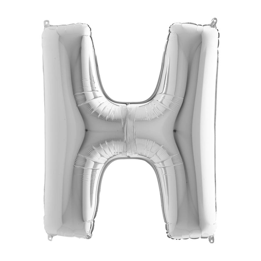 Suuri foliopallo H kirjain hopea (100 cm)