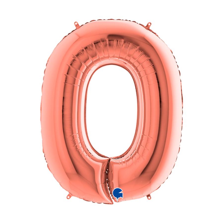 Suuri foliopallo numero 0 ruusukulta (102 cm)