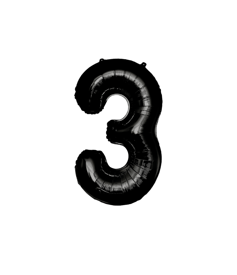 Foliopallo numero, musta, 86 cm, numero 3