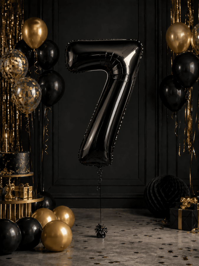 Foliopallo numero, musta, 86 cm, numero 7