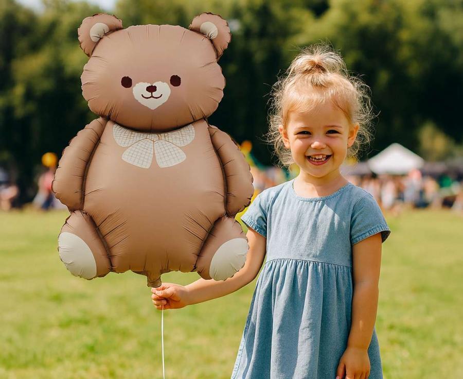 Foliopallo Nalle vaaleanruskea rusetilla 65x47 cm