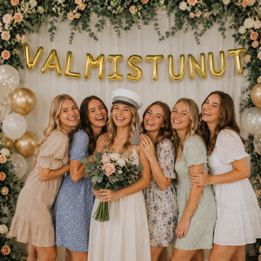 Foliopallobanneri "VALMISTUNUT" kulta