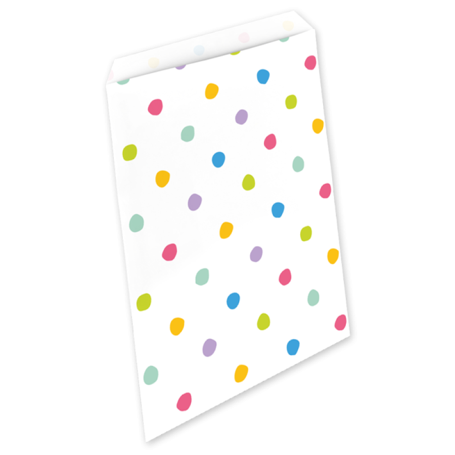 Paperinen kaverilahjapussi, värikkäät pilkut, 6 kpl