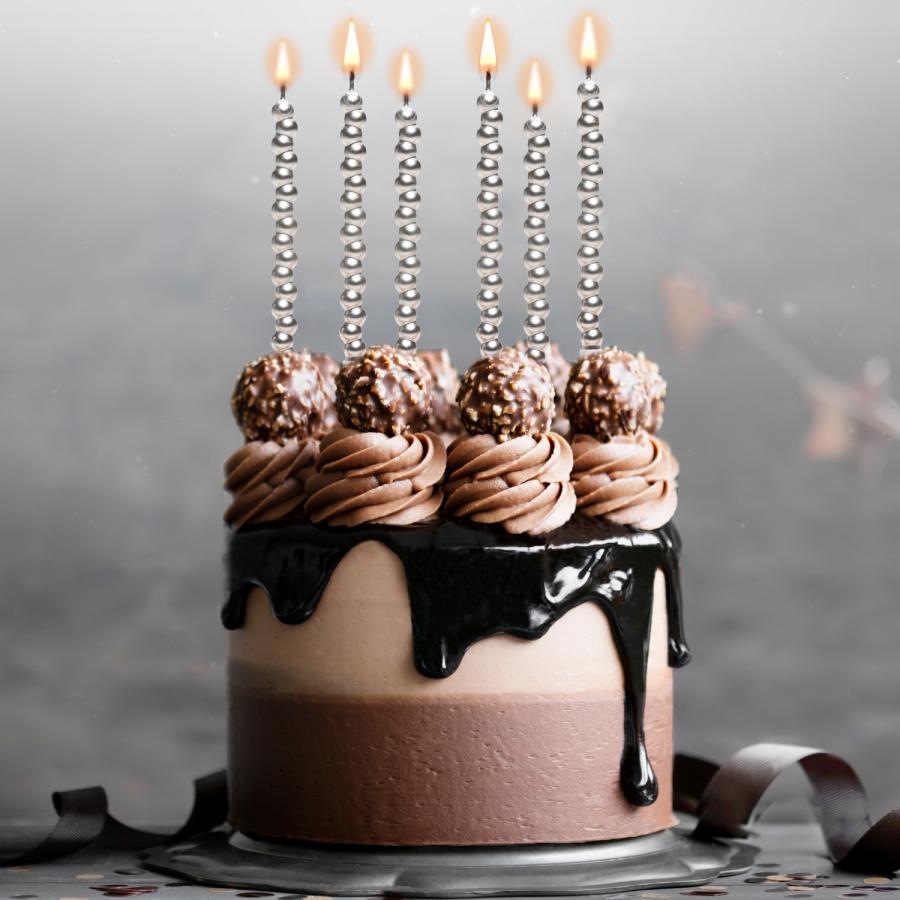 Kakkukynttilät hopeanväriset kuplat 6 kpl