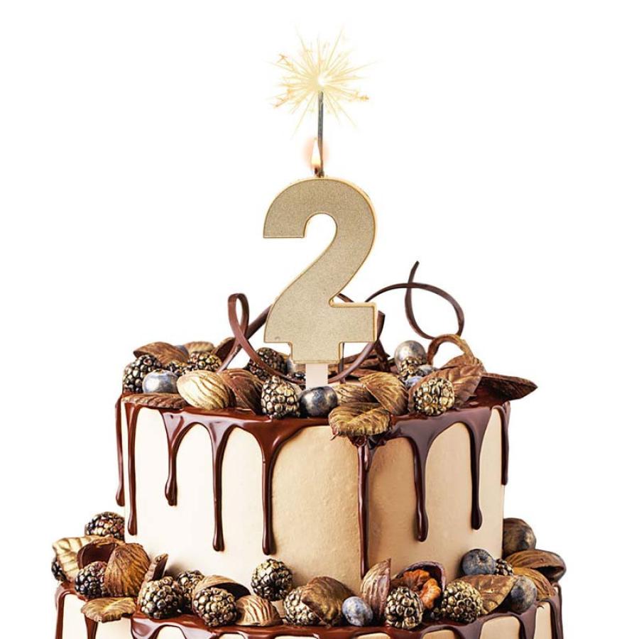 Numerokynttilä sädetikulla, numero 2